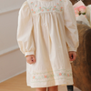 Arrival Autumn Girls Ruffle Neck Long Sleeves Flowers Embroidery Dress-2