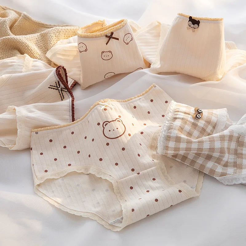 5Pcs/set Mid Waist Intimates Underpants