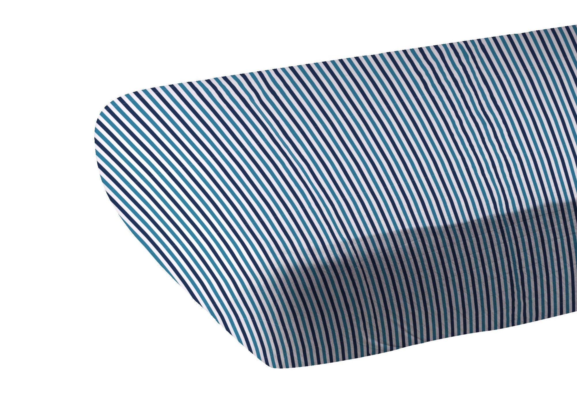 Blue and White Stripe Bamboo Crib Sheet-1
