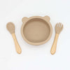 Baby Bear Shape Food Training Silicone Bowl With Spoon Tableware-11
