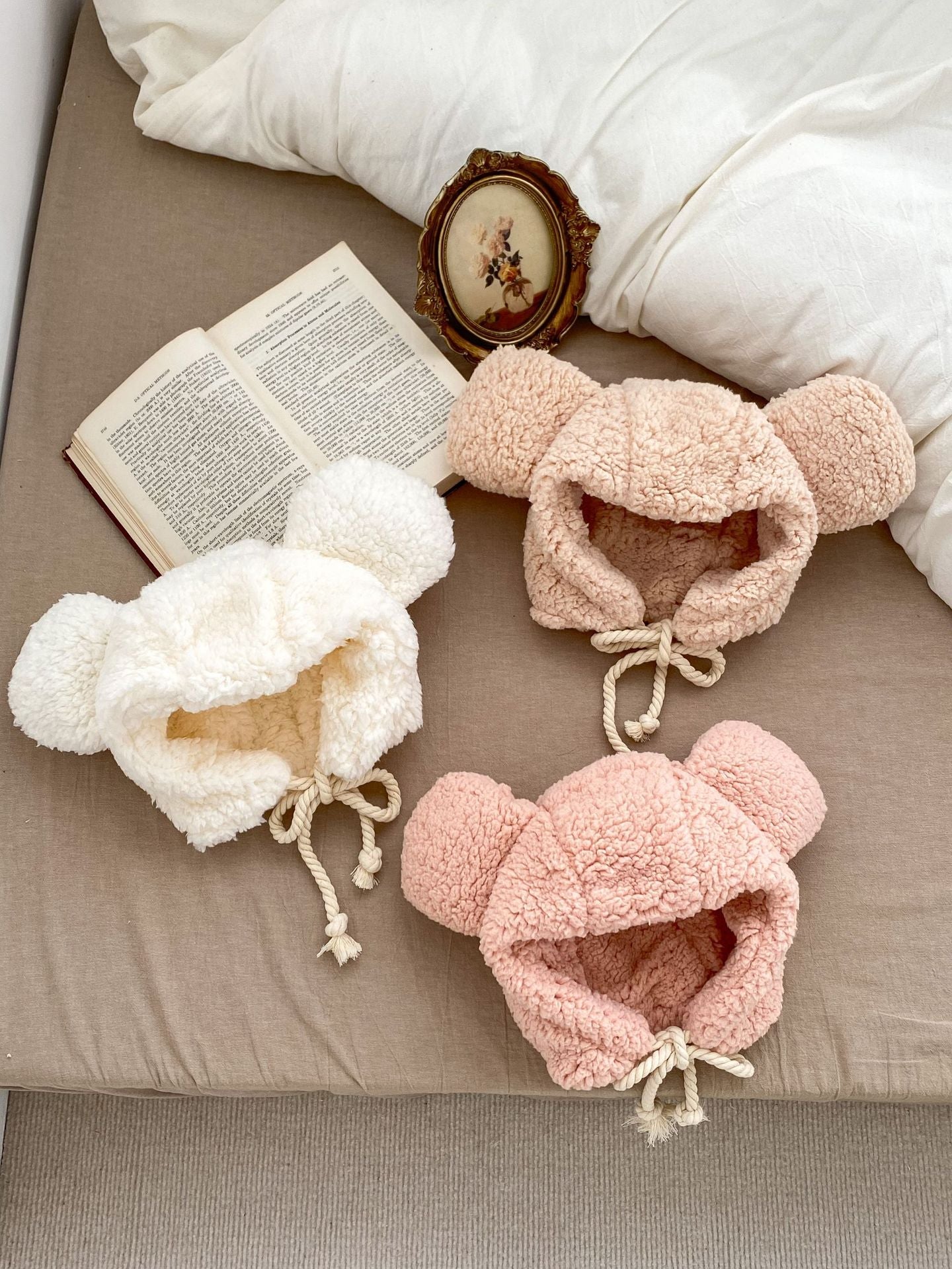 Winter Infant Baby Boys And Girls Solid Fluffy Thermal Hats-0