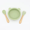 Baby Bear Shape Food Training Silicone Bowl With Spoon Tableware-8