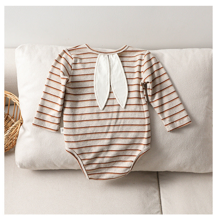 Autumn Arrival Baby Unisex Long Sleeves Color Patchwork Striped bodysuit Bodysuits-3