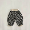 Baby Girl Plaid Patttern Lace Design Long Pants-1