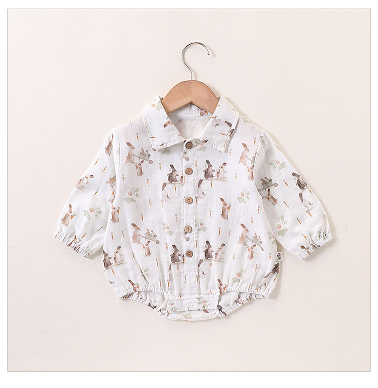 Spring Baby Kids Unisex Cartoon Rabbits Pattern Long Sleeves bodysuit and Top Shirt – Sister Matching Set-1