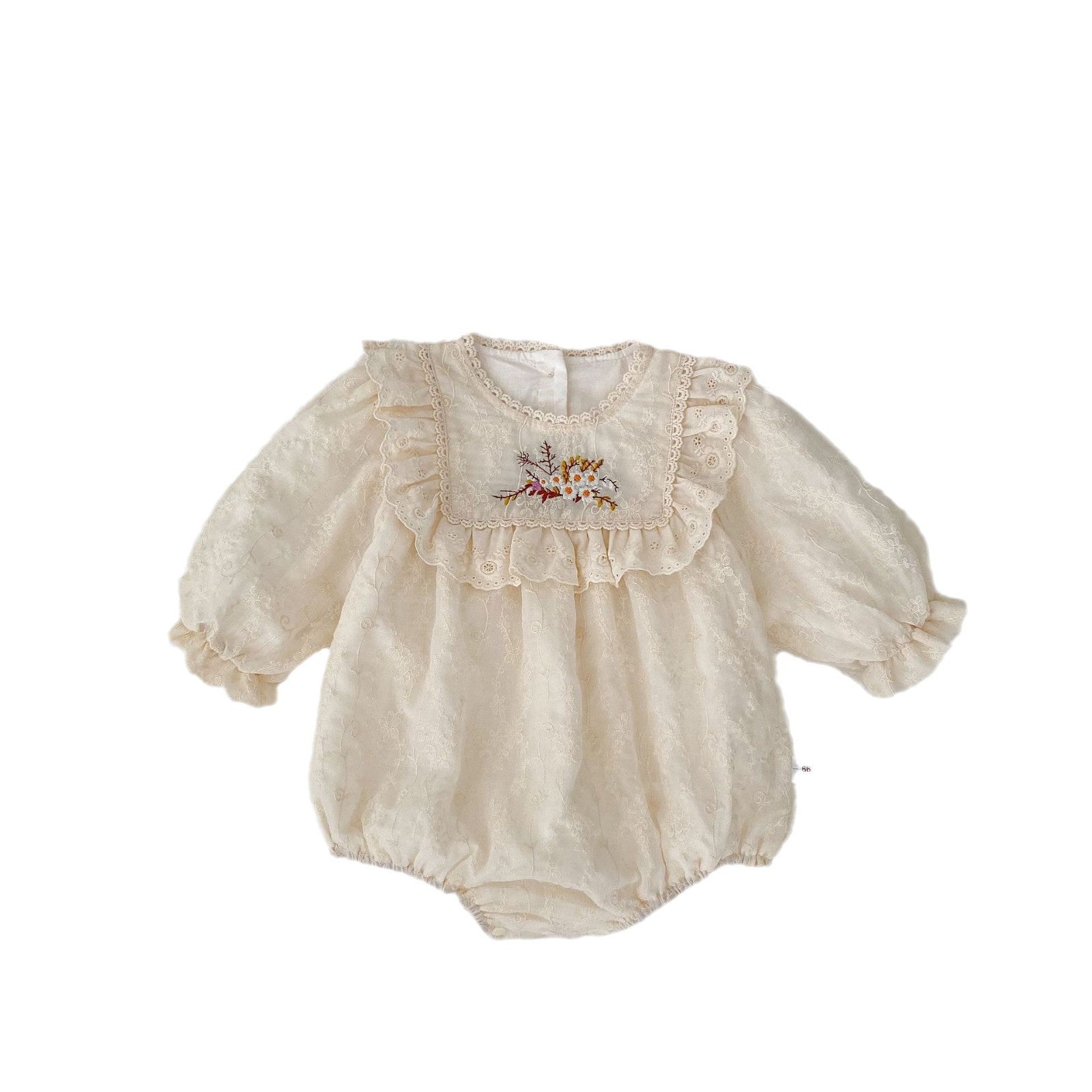 Spring Arrival Baby Girls Long Sleeves Floral Embroidered Bodysuits bodysuit-0