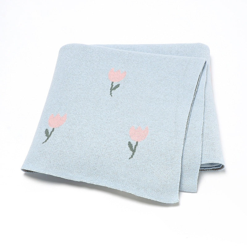 Best-Selling Knitted Baby Blanket With Fresh Floral Design: Collection For Spring, Autumn, And Winter-0