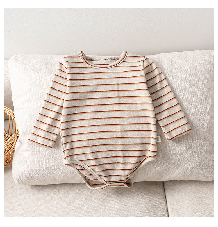 Autumn Arrival Baby Unisex Long Sleeves Color Patchwork Striped bodysuit Bodysuits-2