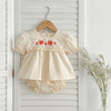 Arrival Summer Baby Kids Girls Flowers Pattern Embroidery Short Sleeves Square Neck Dress And Bloomers Sets And bodysuit – Princess Sister Matching Set-3