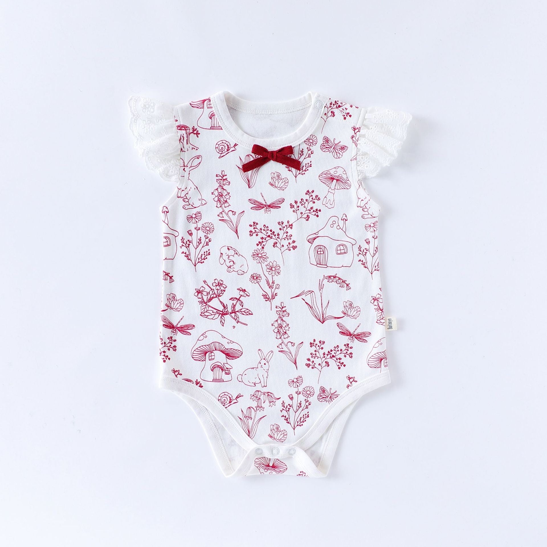 Summer Arrival Baby Girls Fly Sleeves Floral Pattern bodysuit Bodysuits-1