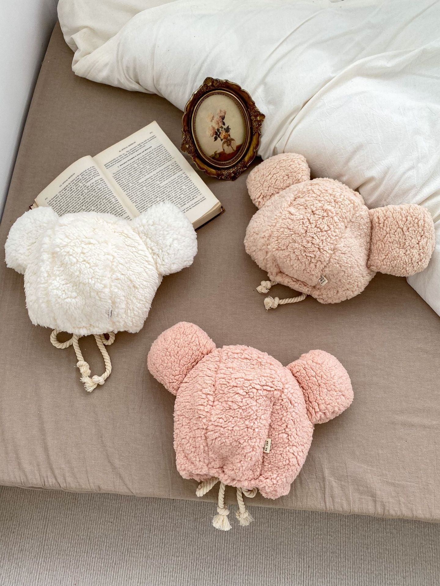 Winter Infant Baby Boys And Girls Solid Fluffy Thermal Hats-2