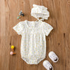 Baby Girl Floral Print Square Collar bodysuit With Hat-2