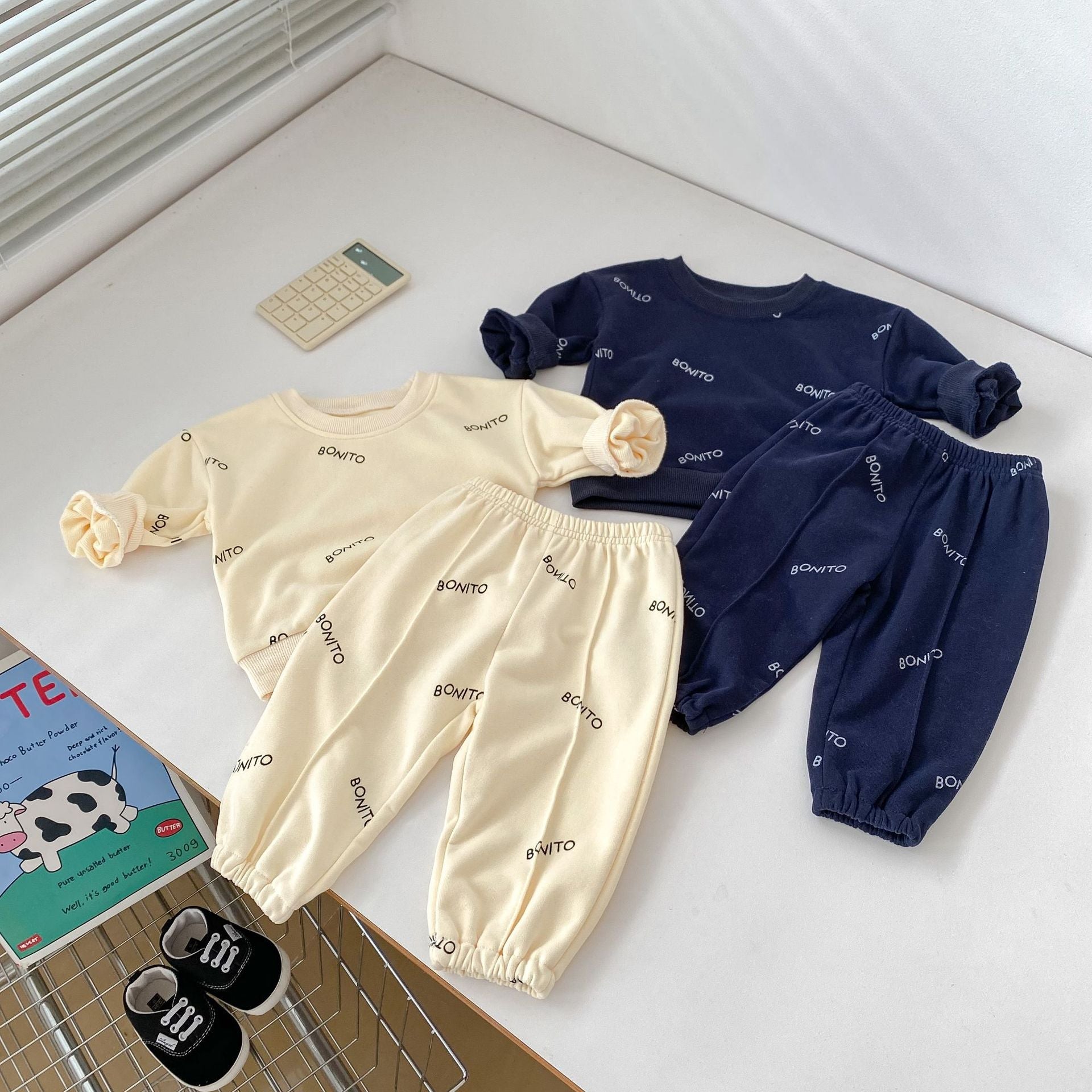 Arrival Autumn Baby Boys Long Sleeves Simple Letters Print Top Shirt and Trousers – Matching Set-2