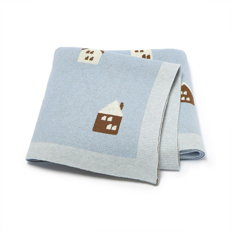 Hot Selling: Spring/Summer Arrival Knitted Cute Little House Soft Baby Blanket, Perfect For Newborn Boys And Girls-1