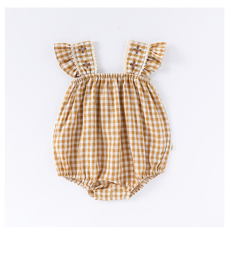 Summer Arrival Baby Girls Sleeveless Plaid Design bodysuit Bodysuits-2