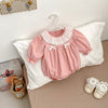 Spring Arrival Baby Girls Long Sleeves Floral Embroidered Collar bodysuit Bodysuits-2