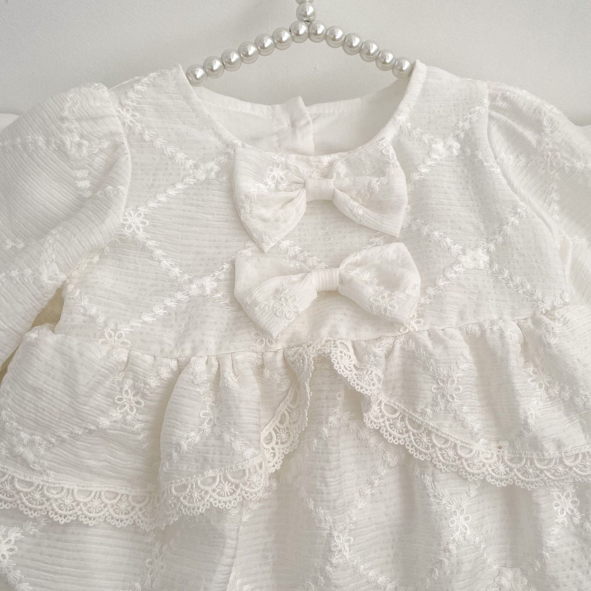 Spring Arrival Baby Girls Long Sleeves Floral Embroidered Bodysuits bodysuit-3