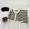 Baby Striped Pattern Lapel Knitted Cardigan or Pants-3