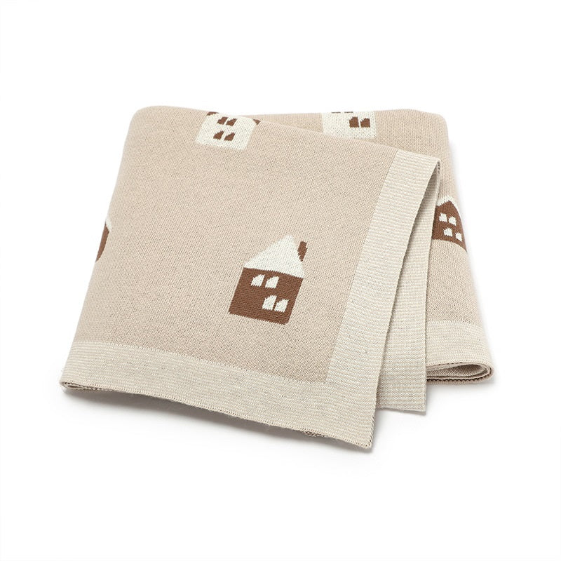 Hot Selling: Spring/Summer Arrival Knitted Cute Little House Soft Baby Blanket, Perfect For Newborn Boys And Girls-2