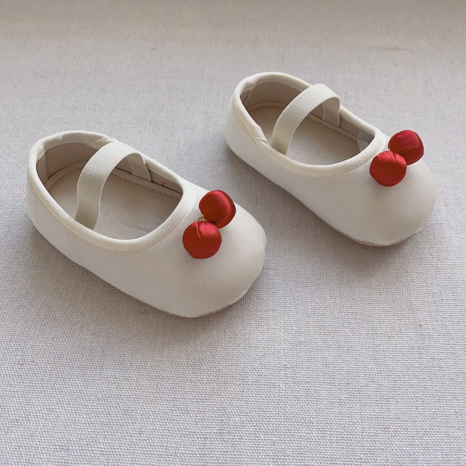 Autumn Baby Girl Vintage Design Double-Cherry Attached Toddler Soft-Sole Anti-slip Walking Shoes-3