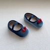 Autumn Baby Girl Vintage Design Double-Cherry Attached Toddler Soft-Sole Anti-slip Walking Shoes-4