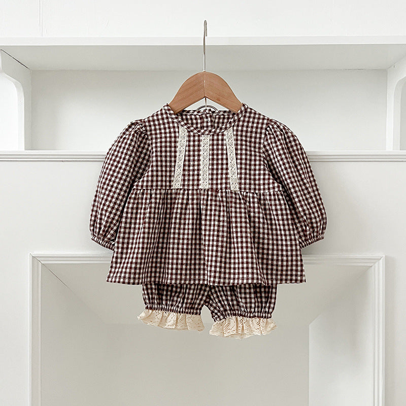 Arrival Autumn Baby Kids Girls Long Sleeves Plaid Top and Bloomers – Princess Sister Matching Set-4