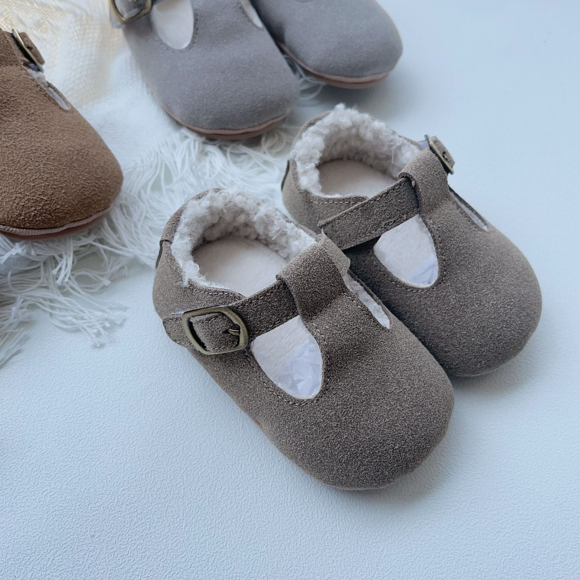 Arrival In Winter Baby Girl Solid Color Plush Warm Anti-Slip Shoes-4