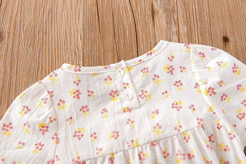 Baby Girl Floral Print Square Collar bodysuit With Hat-4