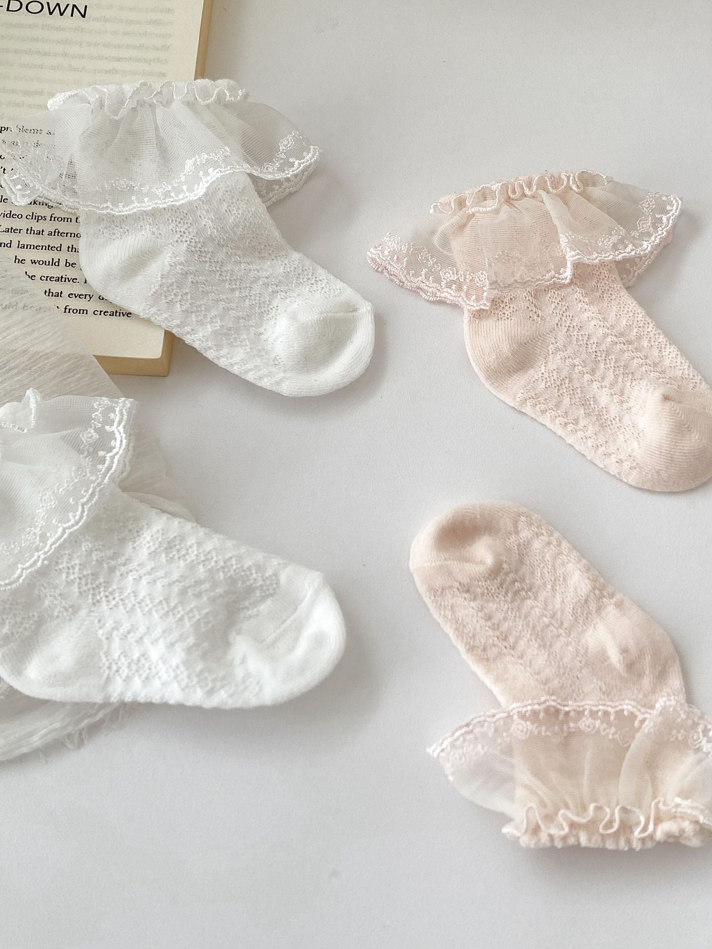 Pairs Summer Thin Breathable Socks For Girls: Baby Girls Princess Socks With Lace Trim-4