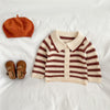 Baby Striped Pattern Lapel Knitted Cardigan or Pants-4