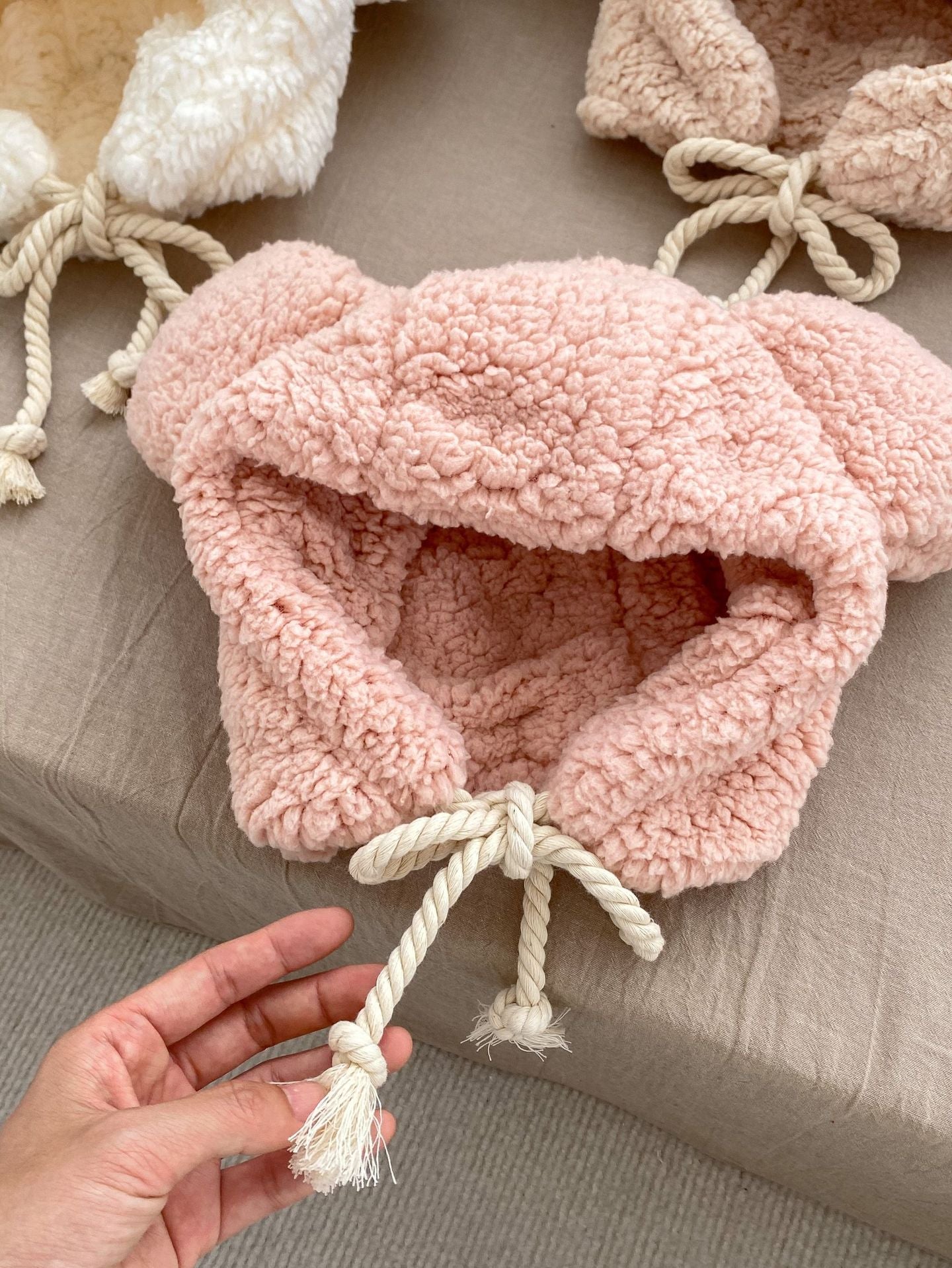 Winter Infant Baby Boys And Girls Solid Fluffy Thermal Hats-4