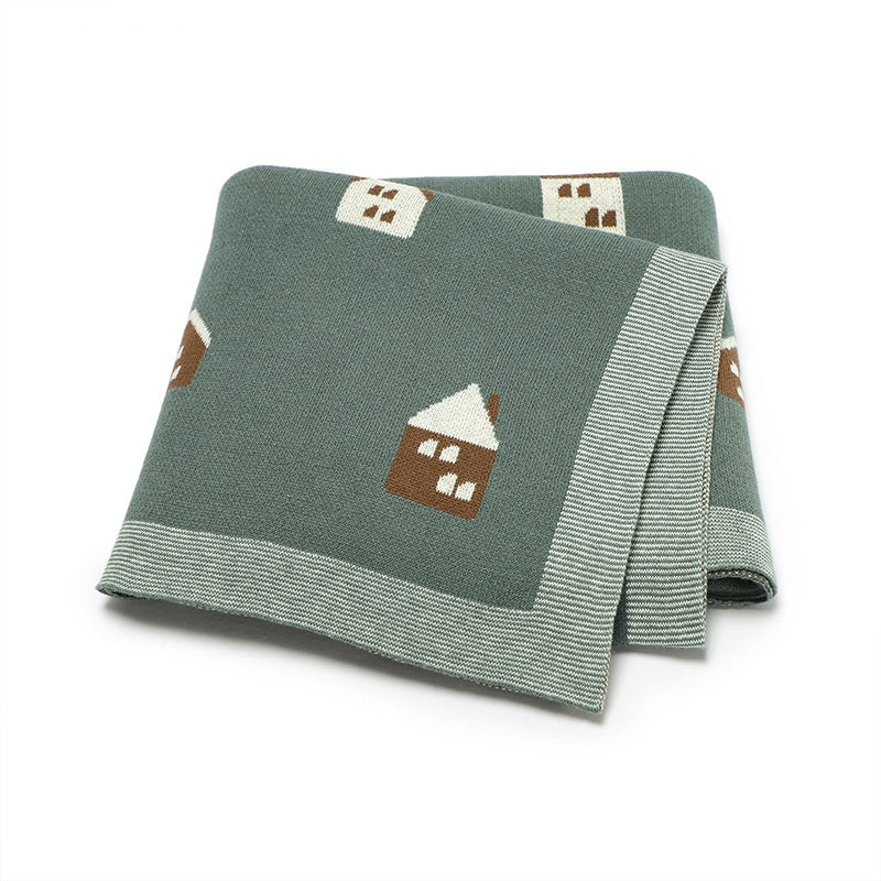 Hot Selling: Spring/Summer Arrival Knitted Cute Little House Soft Baby Blanket, Perfect For Newborn Boys And Girls-3