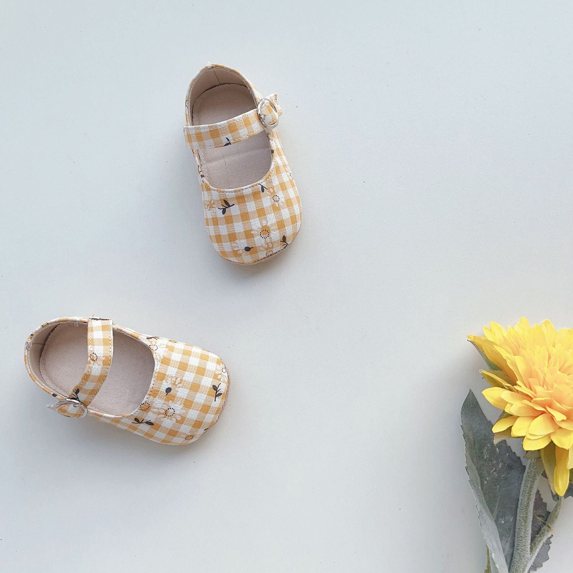 Spring Baby Girl Floral Plaid Toddler Soft-Sole Anti-Slip Walking Shoes-6
