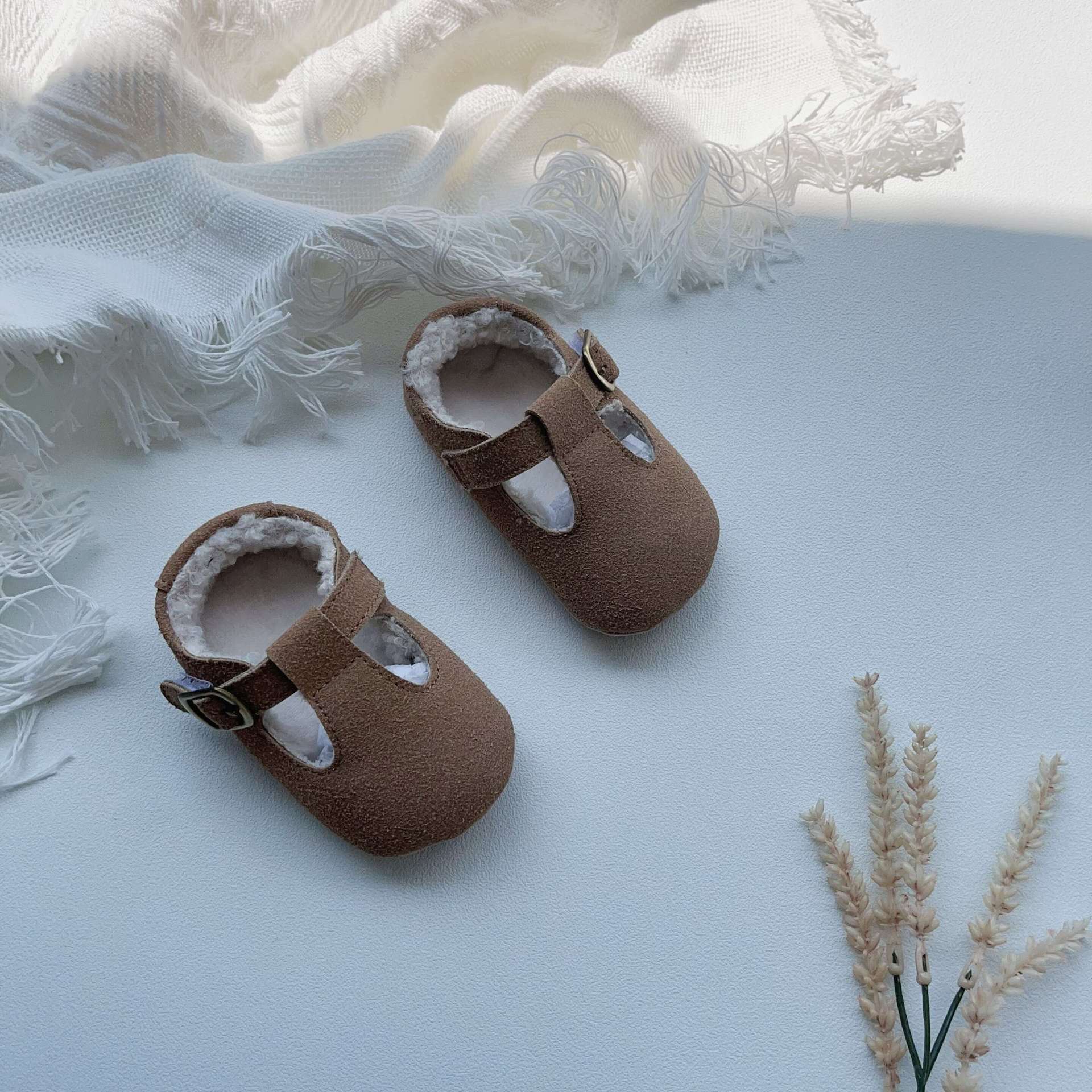 Arrival In Winter Baby Girl Solid Color Plush Warm Anti-Slip Shoes-5