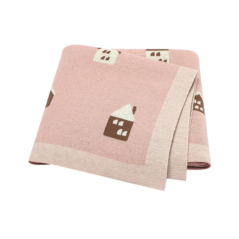 Hot Selling: Spring/Summer Arrival Knitted Cute Little House Soft Baby Blanket, Perfect For Newborn Boys And Girls-4
