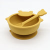 Baby Cartoon Bear Shape Complementary Food Training Silicone Bowl With Spoon Sets-6