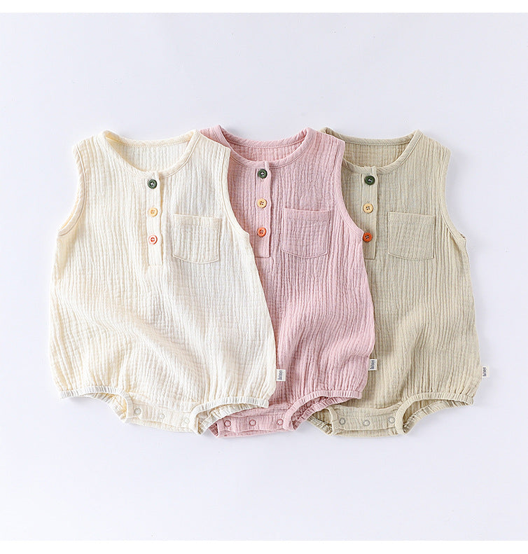 Summer Arrival Baby Unisex Sleeveless Plain bodysuit Bodysuits-3