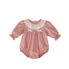 Spring Arrival Baby Girls Long Sleeves Floral Embroidered Collar bodysuit Bodysuits-4