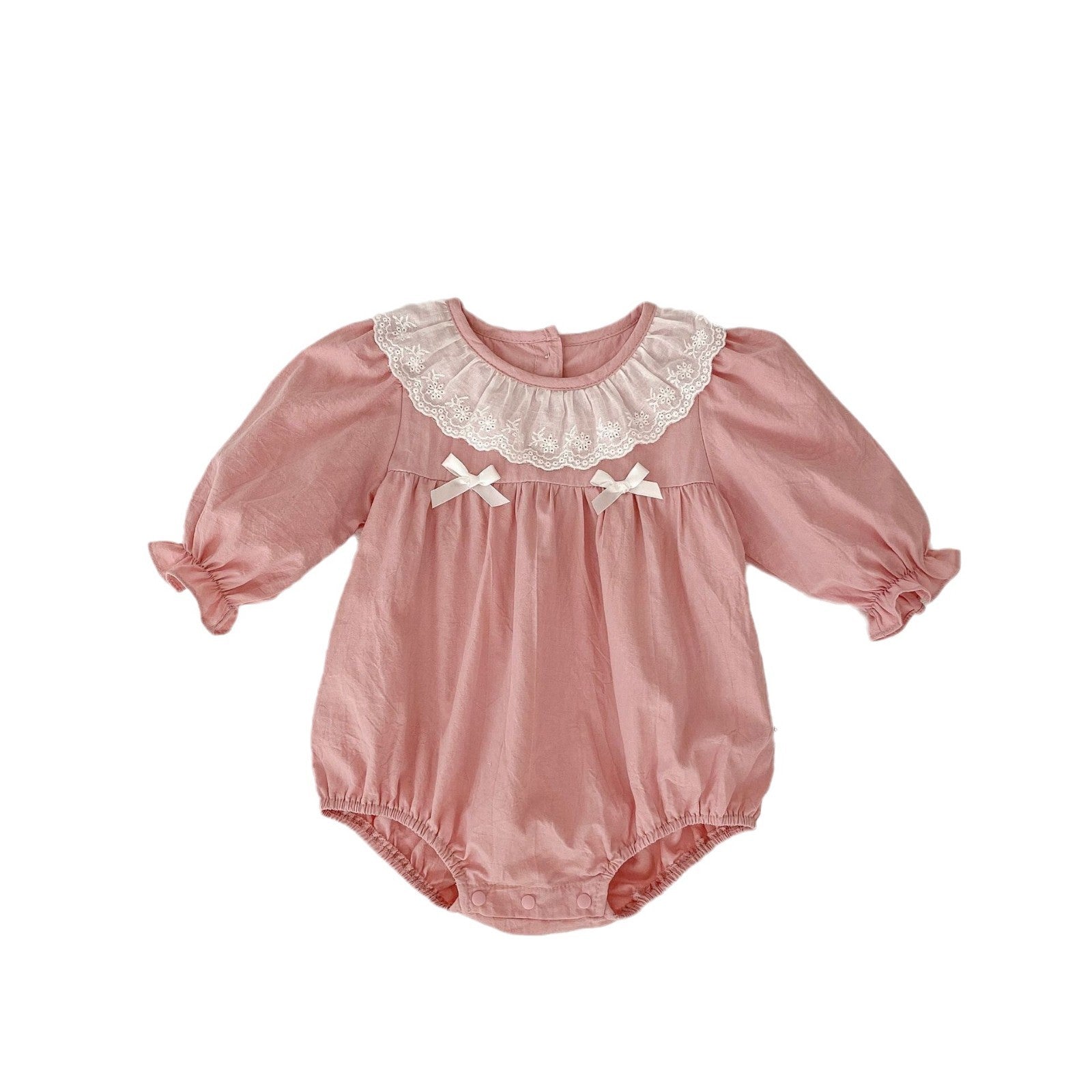 Spring Arrival Baby Girls Long Sleeves Floral Embroidered Collar bodysuit Bodysuits-4