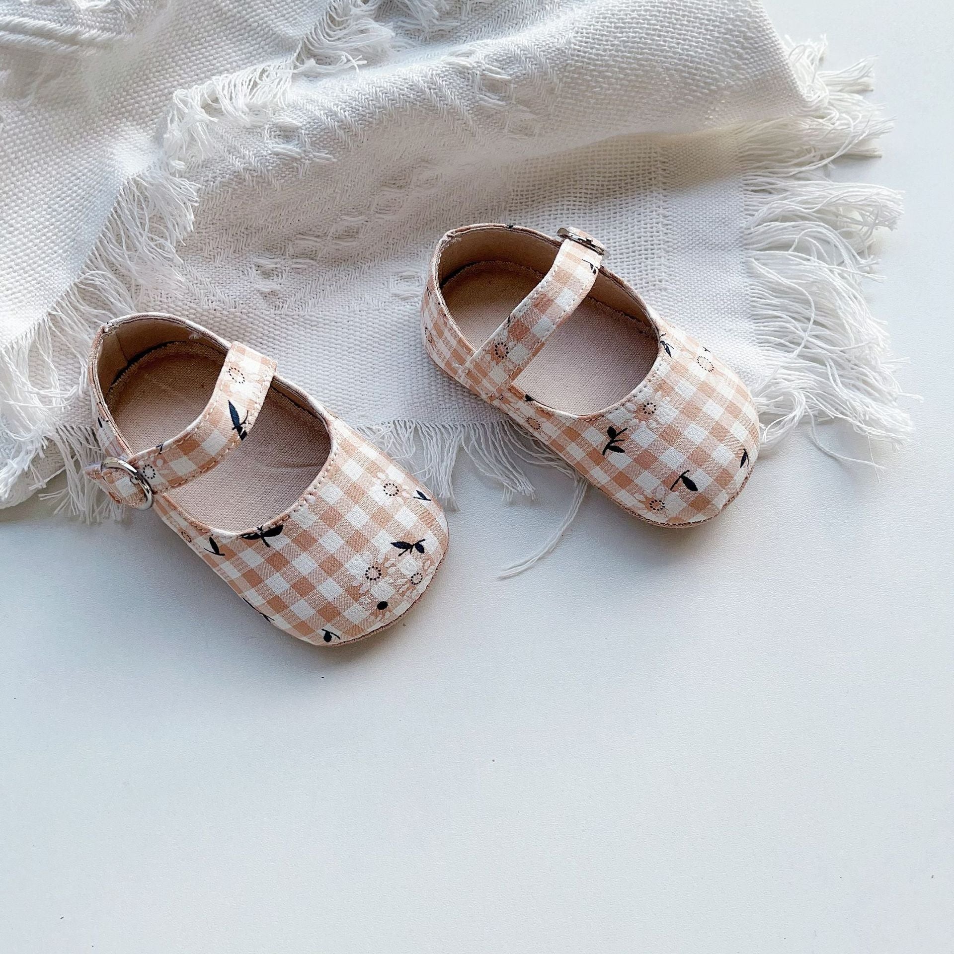 Spring Baby Girl Floral Plaid Toddler Soft-Sole Anti-Slip Walking Shoes-5