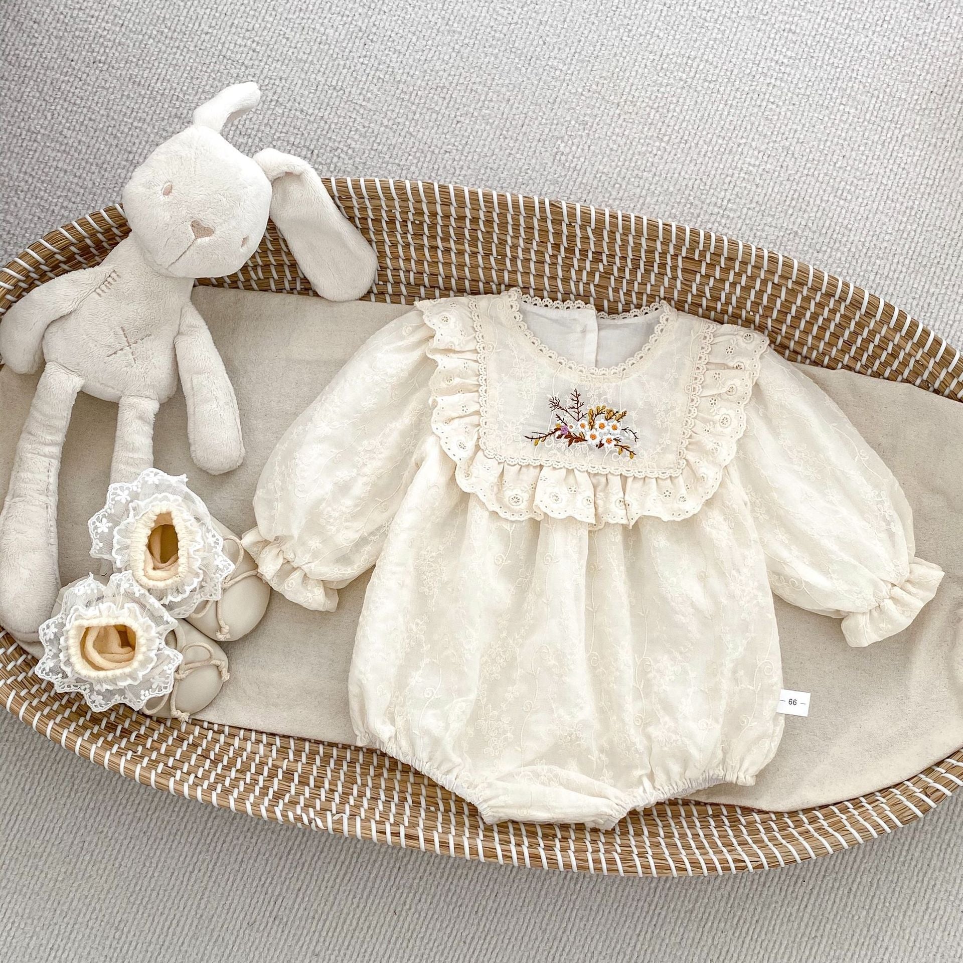 Spring Arrival Baby Girls Long Sleeves Floral Embroidered Bodysuits bodysuit-5