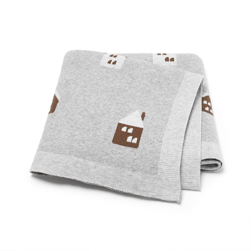 Hot Selling: Spring/Summer Arrival Knitted Cute Little House Soft Baby Blanket, Perfect For Newborn Boys And Girls-5