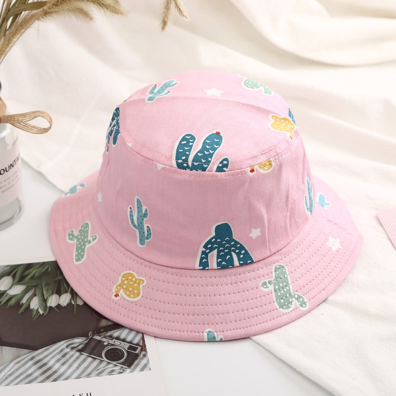 Baby Boy Cartoon Animal & Cactus Pattern Sunshade Bowl Hats-6