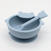 Baby Cartoon Bear Shape Complementary Food Training Silicone Bowl With Spoon Sets-5