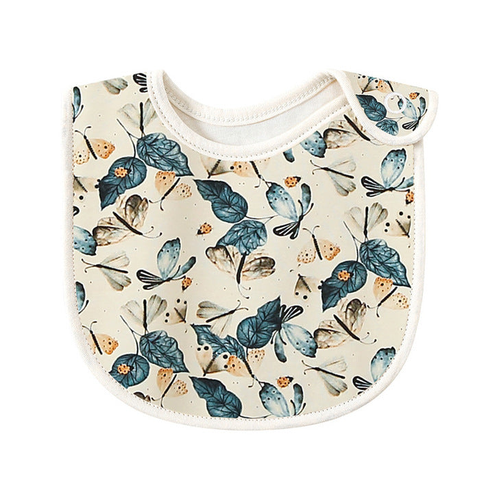 Baby Floral Print Covered Button Design Water Absorbing Bibs-6