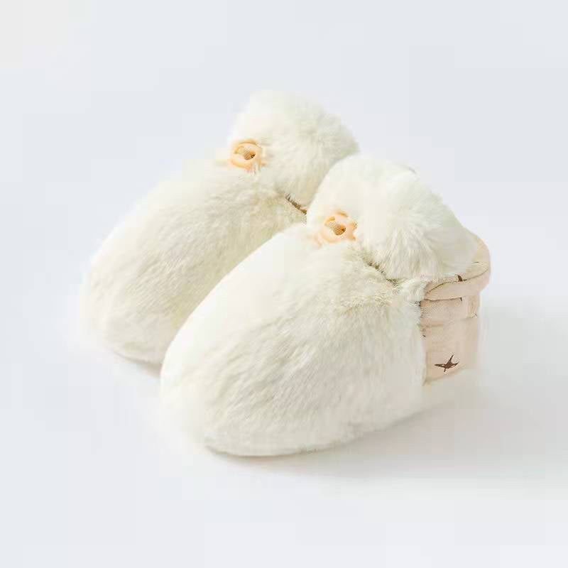 Newborn Baby Solid Color Plush Warm Shoes Outfits In Autumn & Winter-5