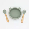 Baby Bear Shape Food Training Silicone Bowl With Spoon Tableware-7